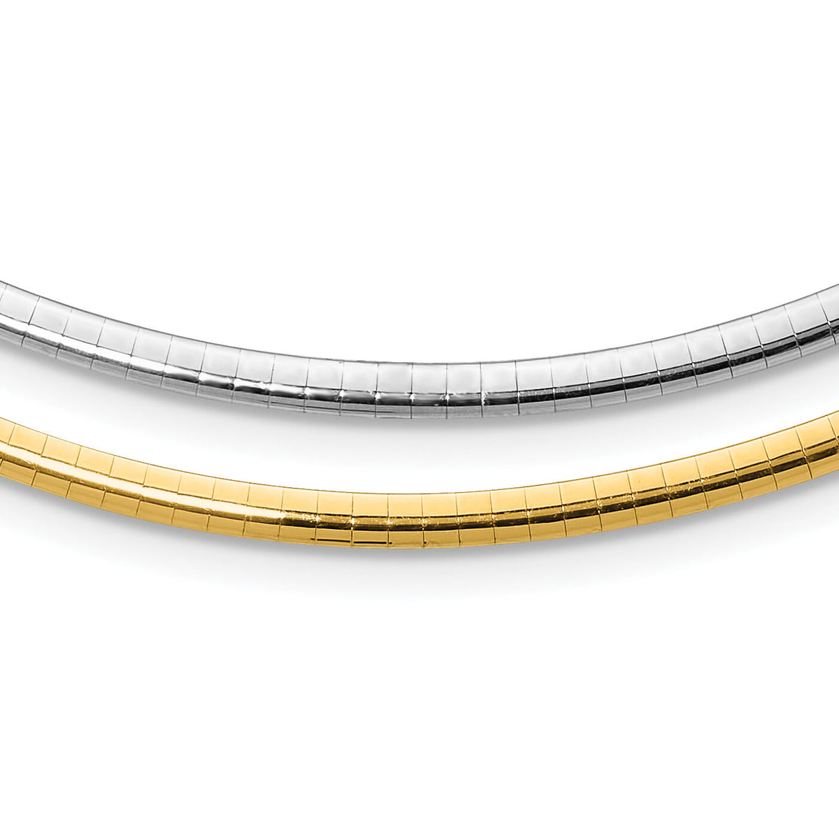 14k Two-tone Lt Reversible 3mm Omega w/extender Necklace-ROML3-16