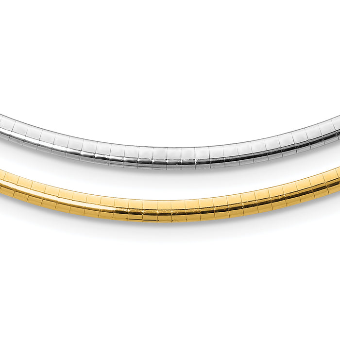 14k Two-tone Lt Reversible 3mm Omega w/extender Necklace-ROML3-16