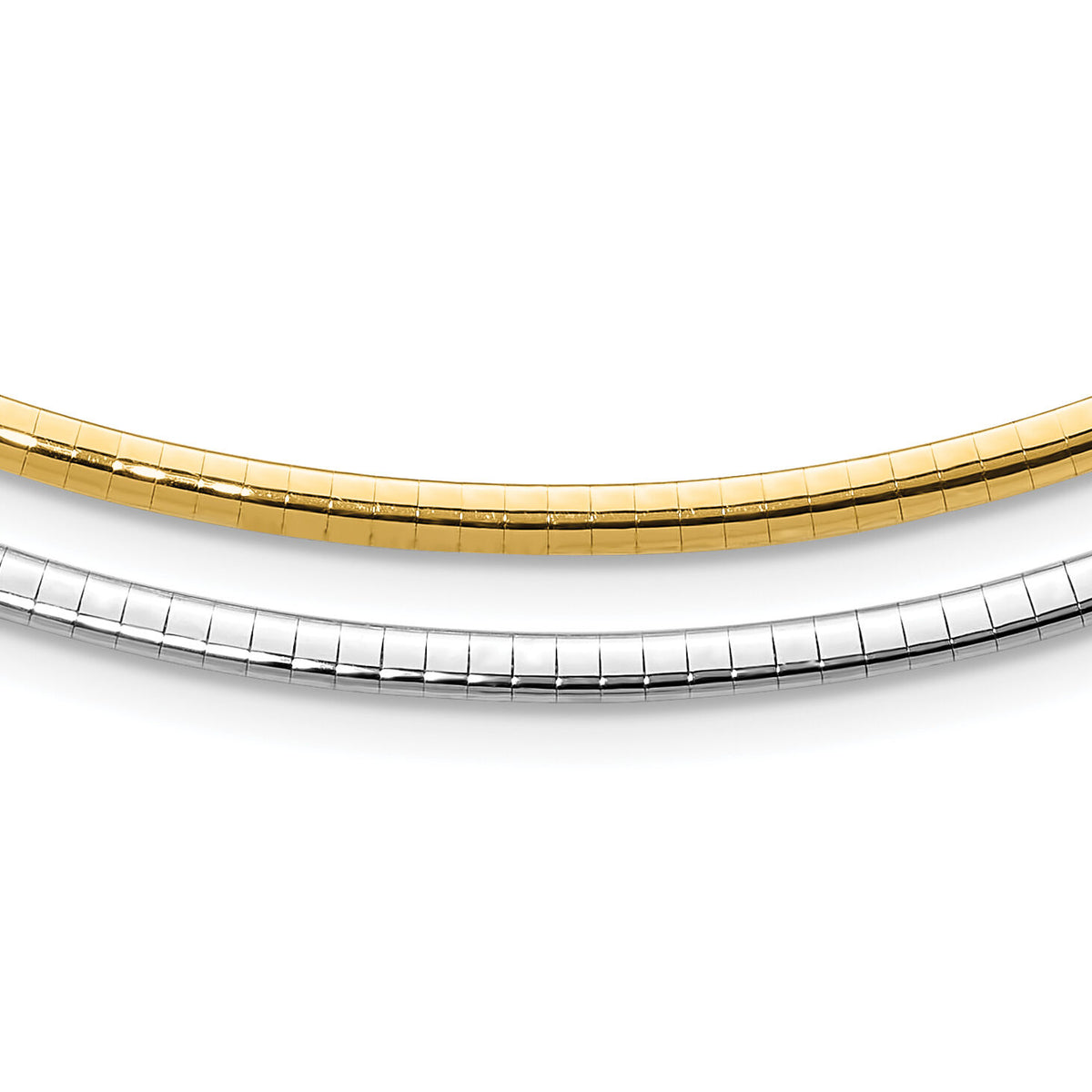 14k Two-tone Lt Reversible 3mm Omega w/extender Necklace-ROML3-18