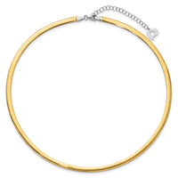 14k Two-tone Lt Reversible 4mm Omega w/extender Necklace-ROML4-16
