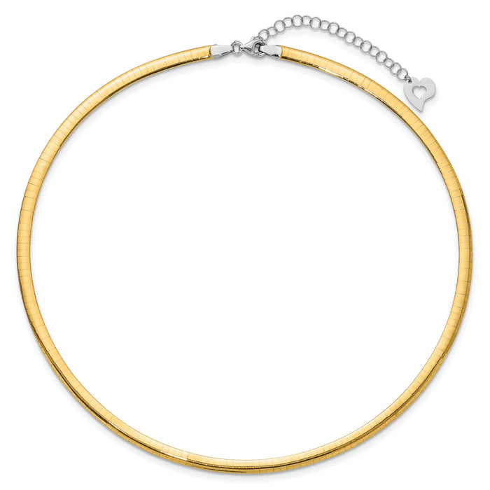 14k Two-tone Lt Reversible 4mm Omega w/extender Necklace-ROML4-16