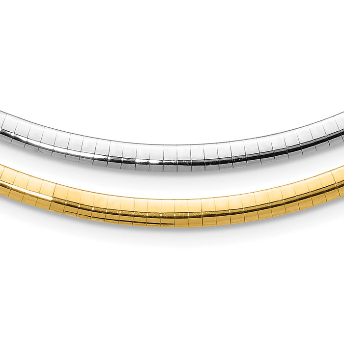 14k Two-tone Lt Reversible 4mm Omega w/extender Necklace-ROML4-16