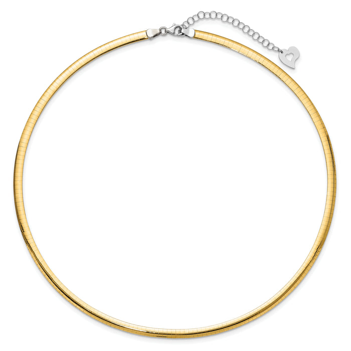 14k Two-tone Lt Reversible 4mm Omega w/extender Necklace-ROML4-18