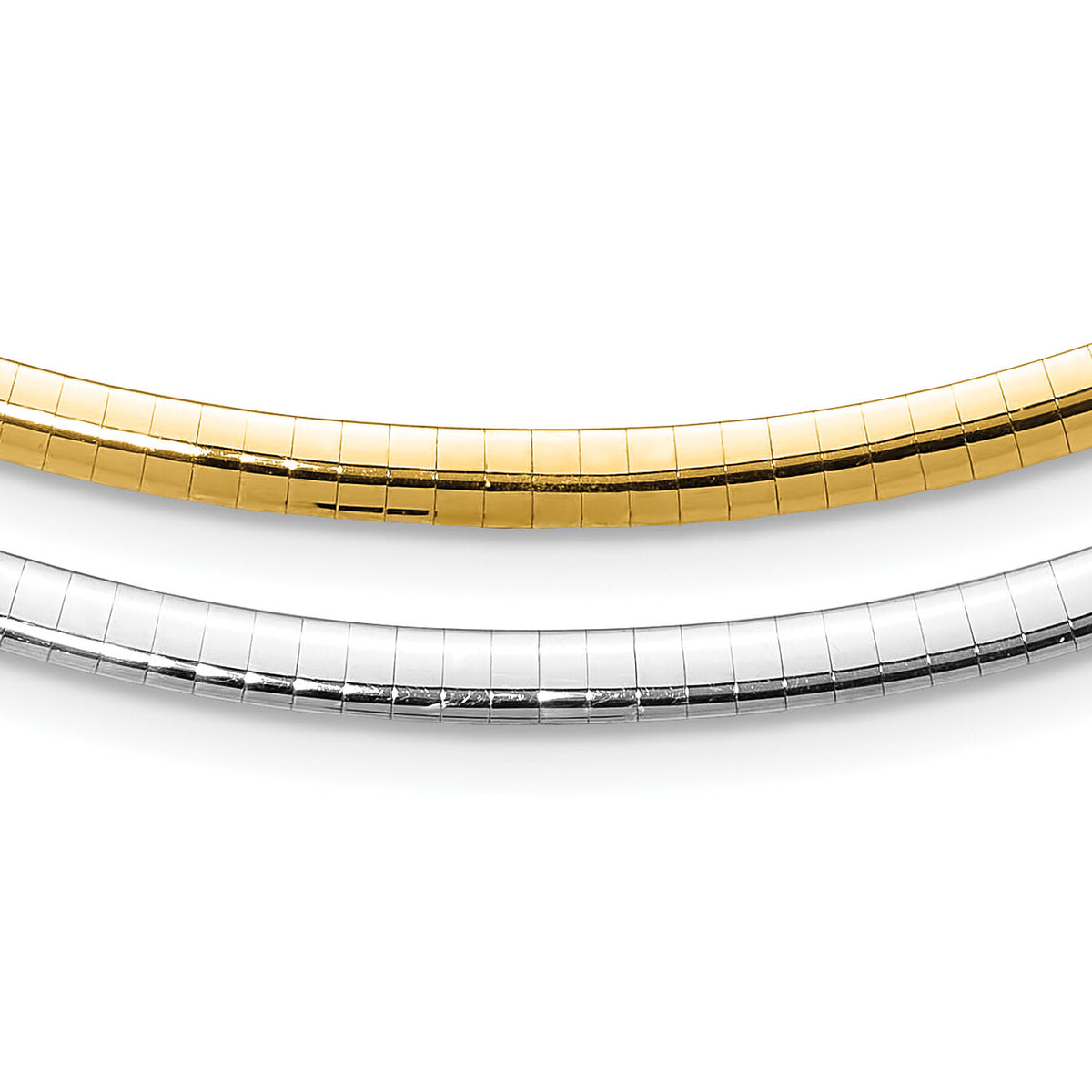 14k Two-tone Lt Reversible 4mm Omega w/extender Necklace-ROML4-18