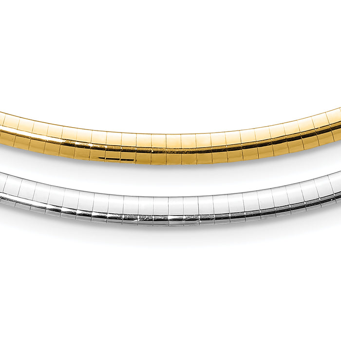 14k Two-tone Lt Reversible 4mm Omega w/extender Necklace-ROML4-18