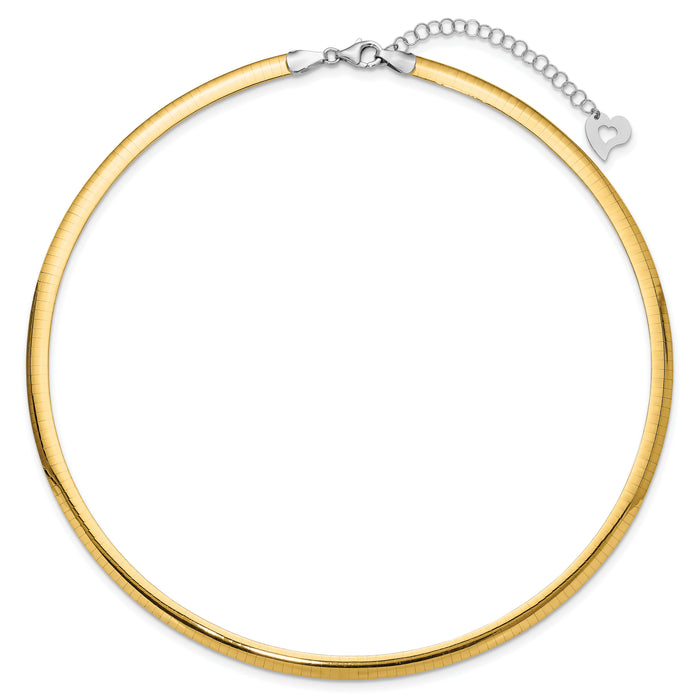14k Two-tone Lt Reversible 5mm Omega w/extender Necklace-ROML5-16