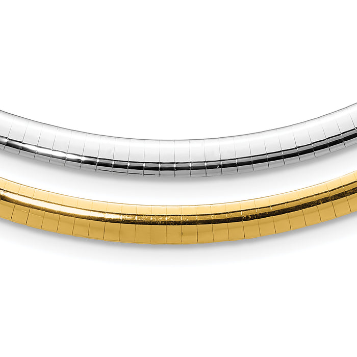 14k Two-tone Lt Reversible 5mm Omega w/extender Necklace-ROML5-16