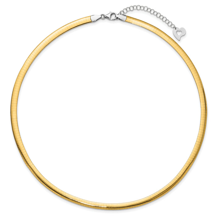 14k Two-tone Lt Reversible 5mm Omega w/extender Necklace-ROML5-18
