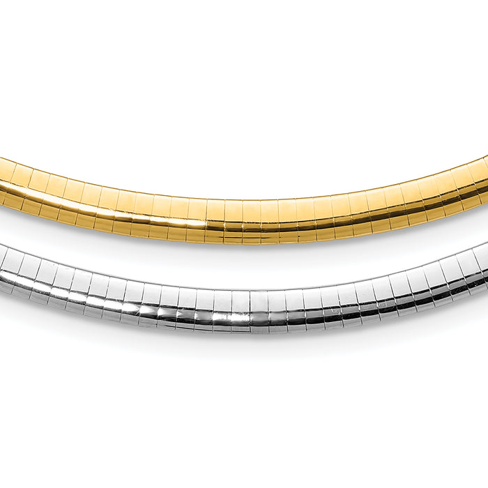 14k Two-tone Lt Reversible 5mm Omega w/extender Necklace-ROML5-18