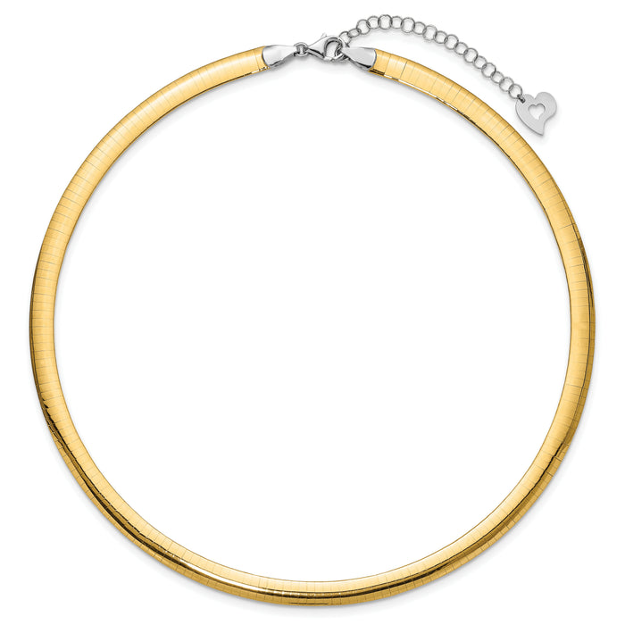 14k Two-tone Lt Reversible 6mm Omega w/extender Necklace-ROML6-16