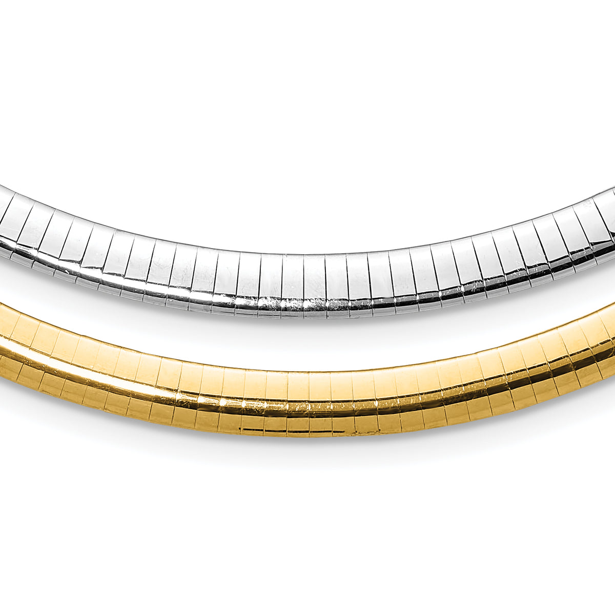 14k Two-tone Lt Reversible 6mm Omega w/extender Necklace-ROML6-16