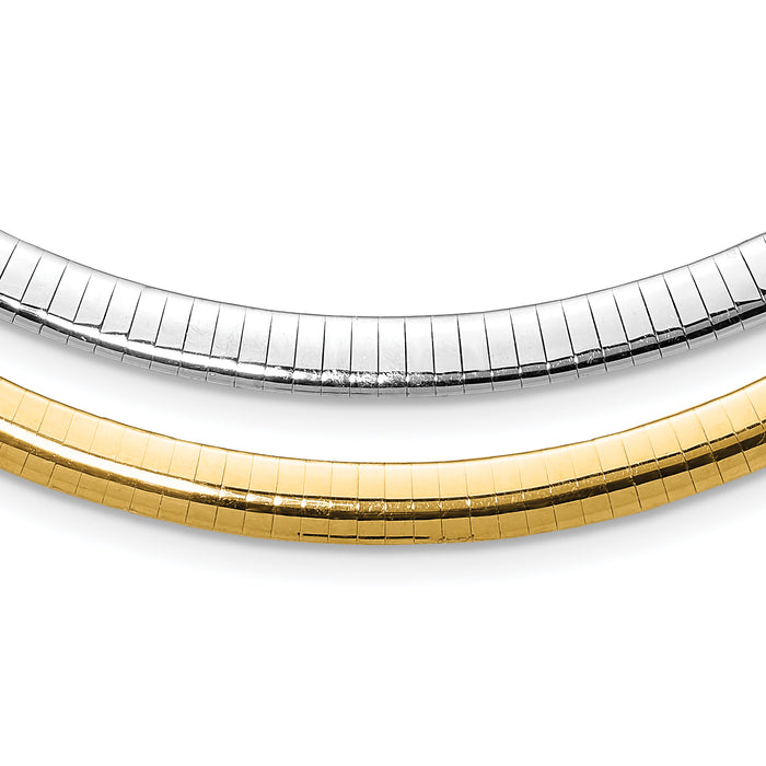 14k Two-tone Lt Reversible 6mm Omega w/extender Necklace-ROML6-16