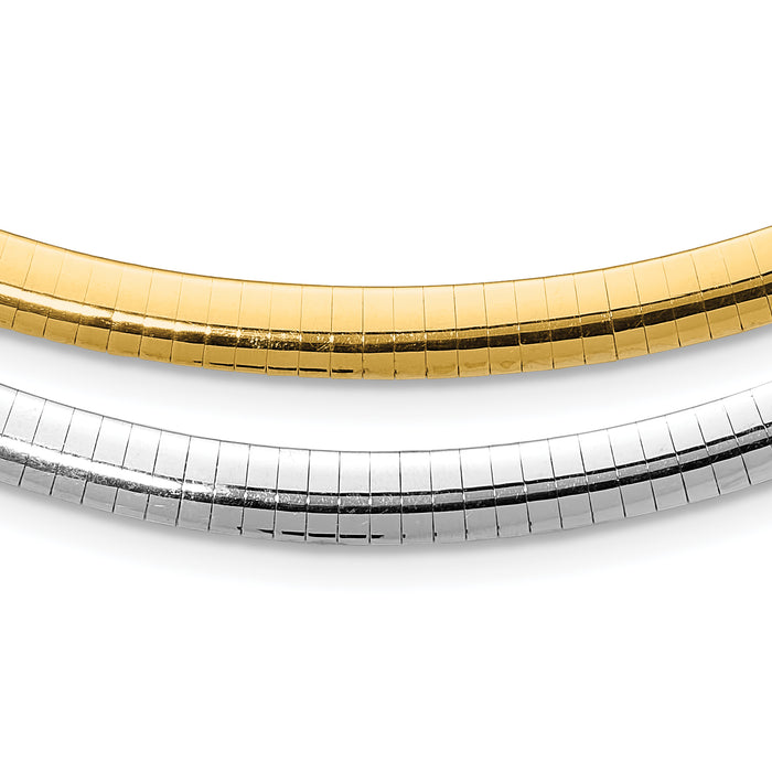 14k Two-tone Lt Reversible 6mm Omega w/extender Necklace-ROML6-18