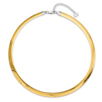 14k Two-tone Lt Reversible 8mm Omega w/extender Necklace-ROML8-18