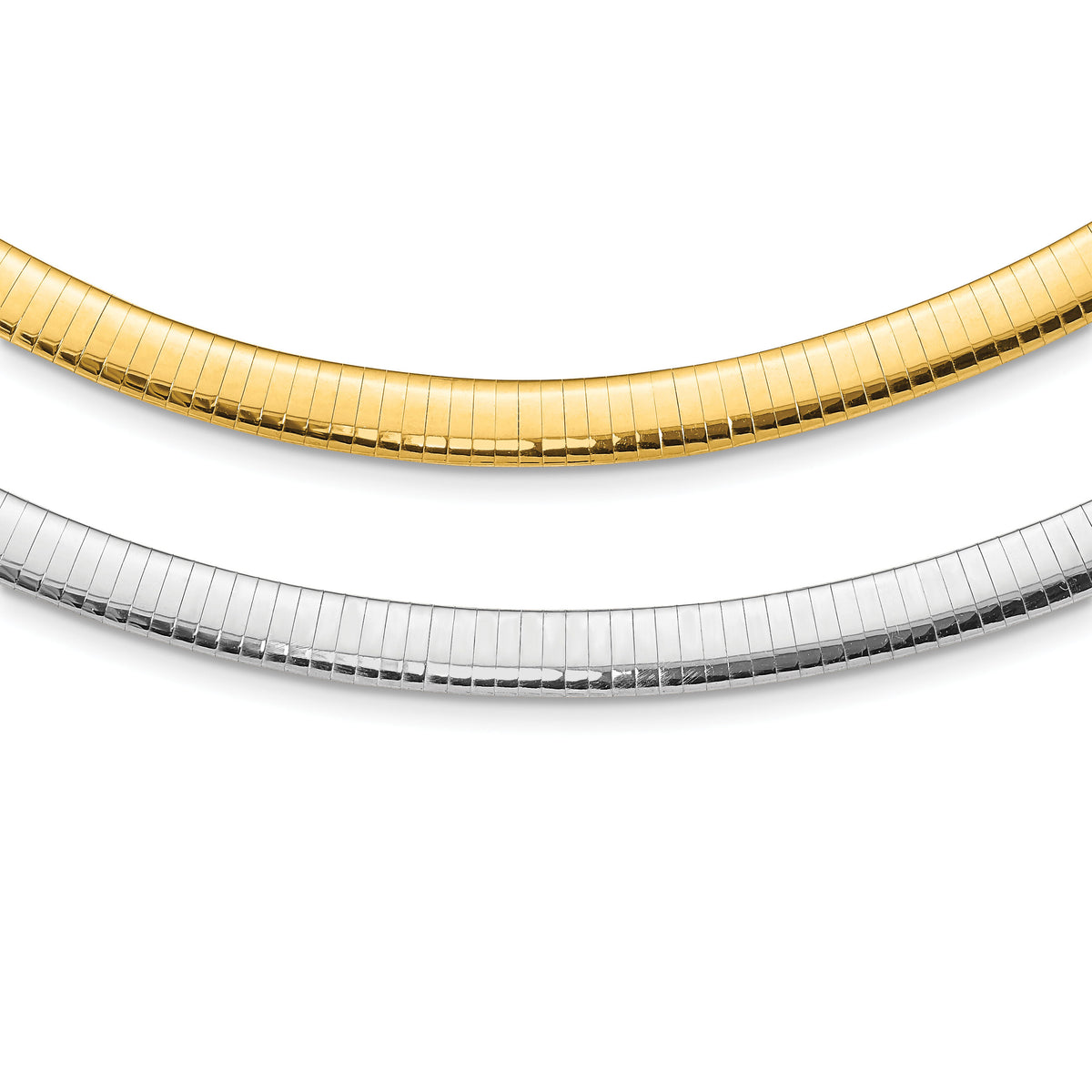 14k Two-tone Lt Reversible 8mm Omega w/extender Necklace-ROML8-16