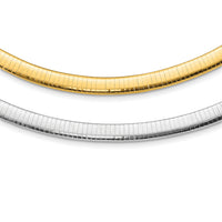 14k Two-tone Lt Reversible 8mm Omega w/extender Necklace-ROML8-16