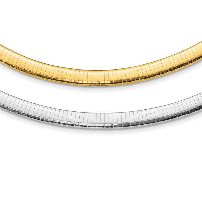 14k Two-tone Lt Reversible 8mm Omega w/extender Necklace-ROML8-18