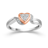Diamond Fashion Ring 0.13 ct tw 10k Rose Gold+Silver-RP0402TPA77P0SL