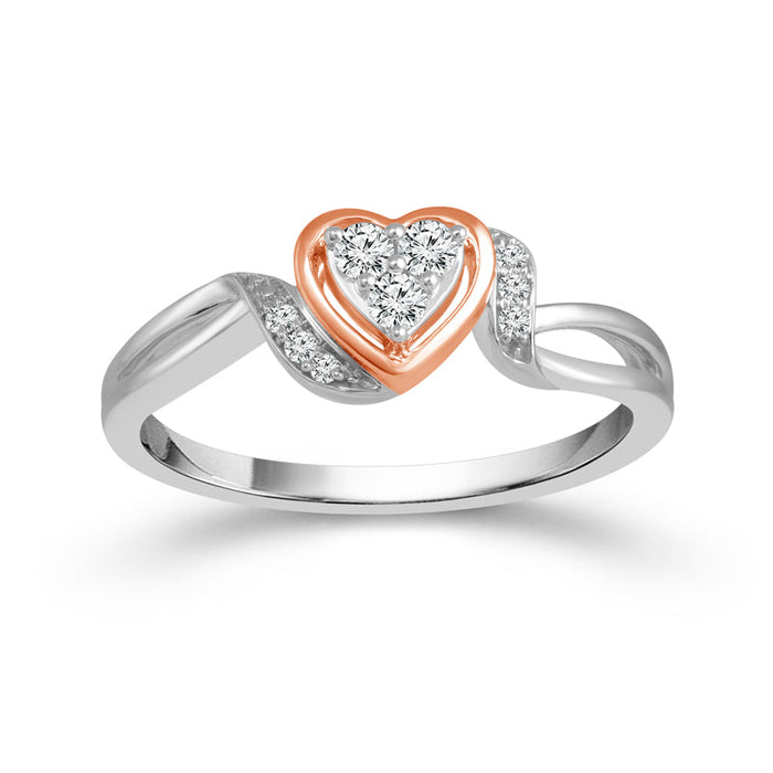 Diamond Fashion Ring 0.13 ct tw 10k Rose Gold+Silver-RP0402TPA77P0SL