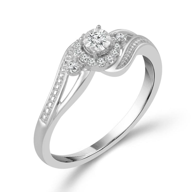 Diamond Fashion Ring 0.1 ct tw Silver-RP0478TPA77SIL