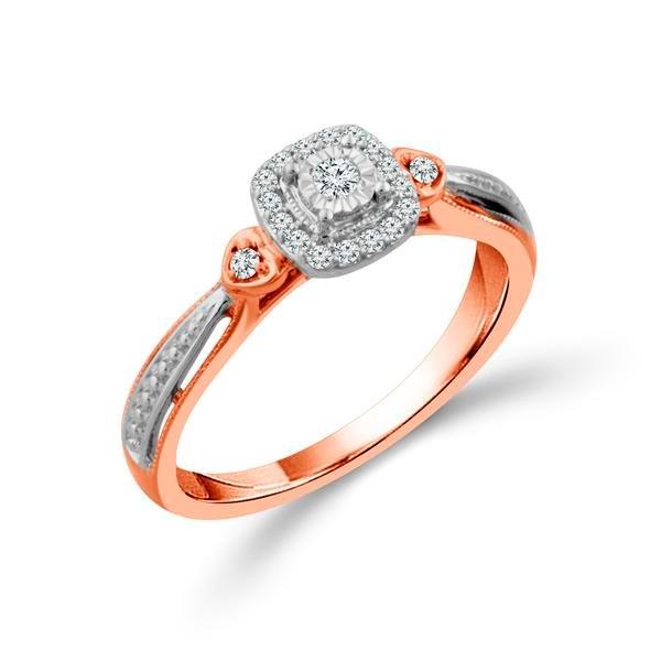 Diamond Fashion Ring 0.13 ct tw 10k Rose Gold+10k White Gold-RP1962A78T0
