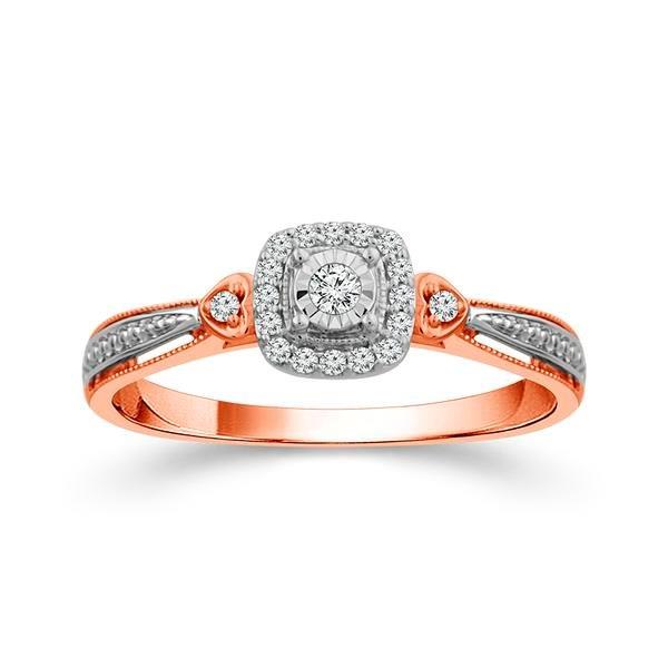 Diamond Fashion Ring 0.13 ct tw 10k Rose Gold+10k White Gold-RP1962A78T0