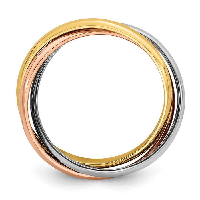 14k Tri-color Polished Rolling Ring-RR3