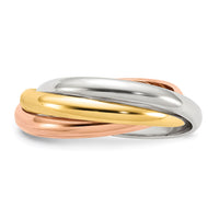 14k Tri-color Polished Rolling Ring-RR3
