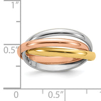 14k Tri-color Polished Rolling Ring-RR3