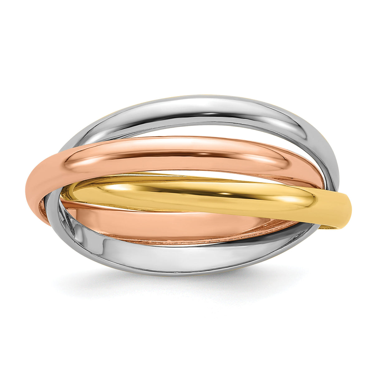 14k Tri-color Polished Rolling Ring-RR3