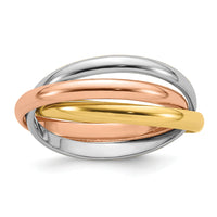 14k Tri-color Polished Rolling Ring-RR3