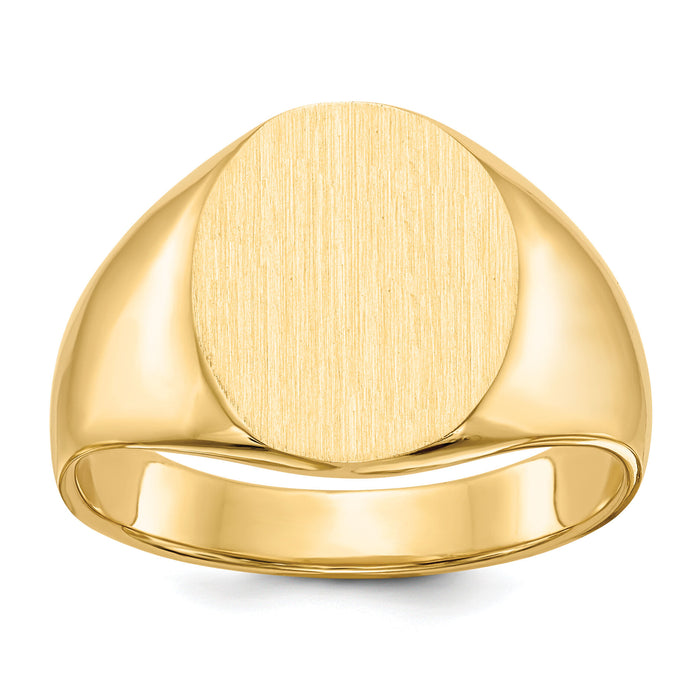 14k 12.0x14.5mm Closed Back Mens Signet Ring-RS105