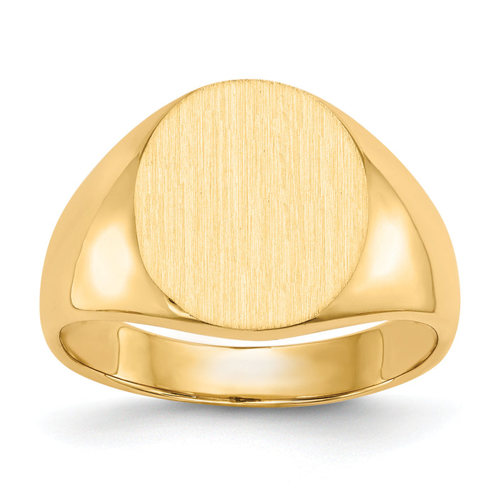 14k 13.0x14.0mm Closed Back Mens Signet Ring-RS124