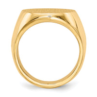 14k 17.5x19.5mm Closed Back Mens Signet Ring-RS129