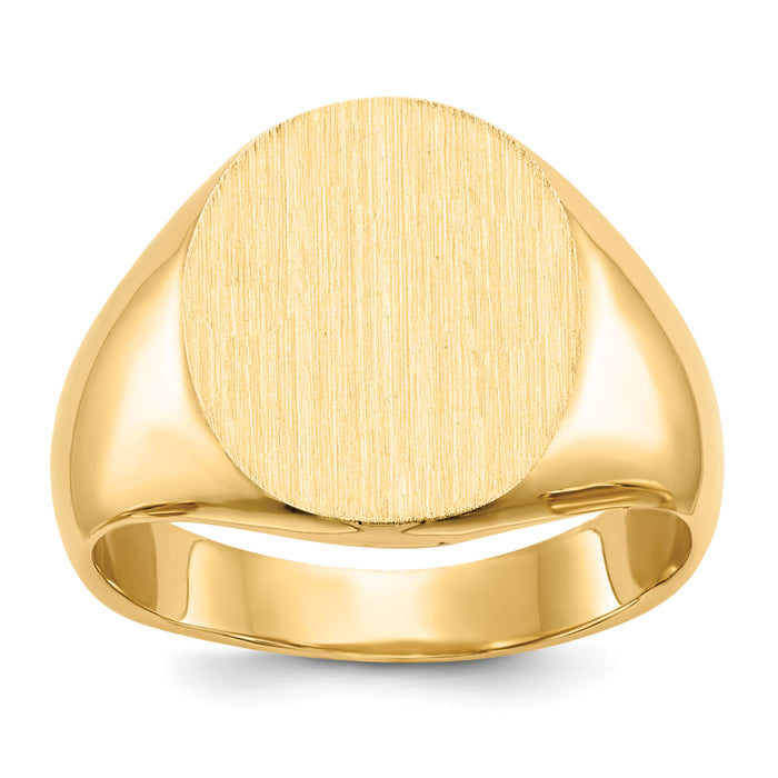 14k 12.5x14.0mm Closed Back Signet Ring-RS143