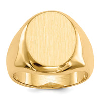 14k 13.5x16.5mm Closed Back Mens Signet Ring-RS146