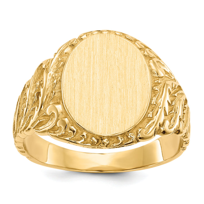 14k 10.5x13.0mm Closed Back Mens Signet Ring-RS149