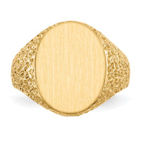 14k 13.0x17.0mm Closed Back Mens Signet Ring-RS152