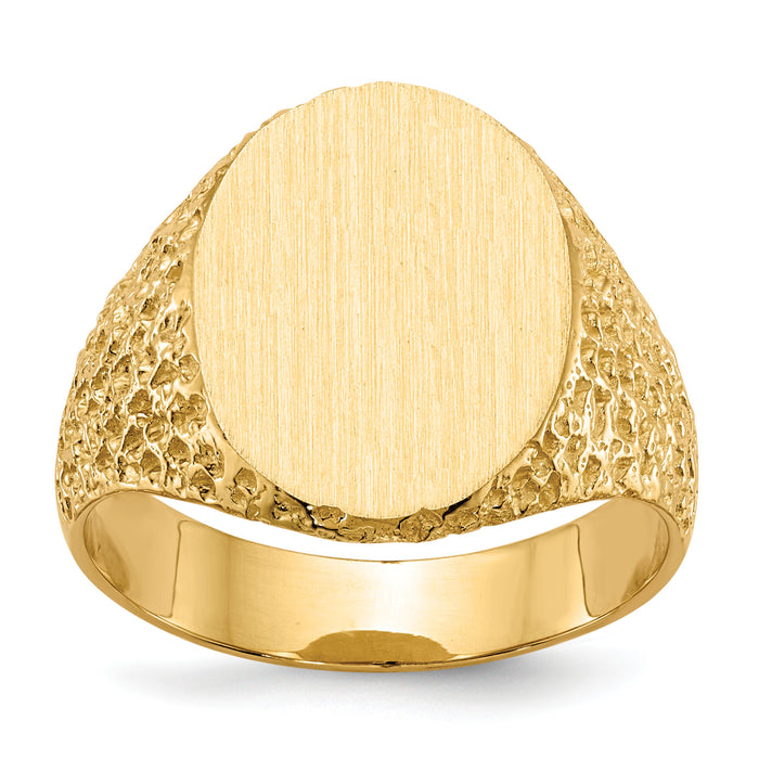 14k 13.0x17.0mm Closed Back Mens Signet Ring-RS152