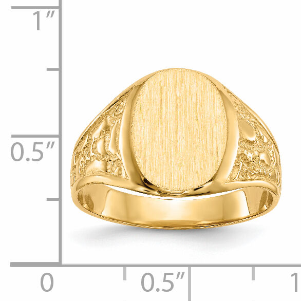14k 11.0x14.5mm Closed Back Mens Signet Ring-RS165