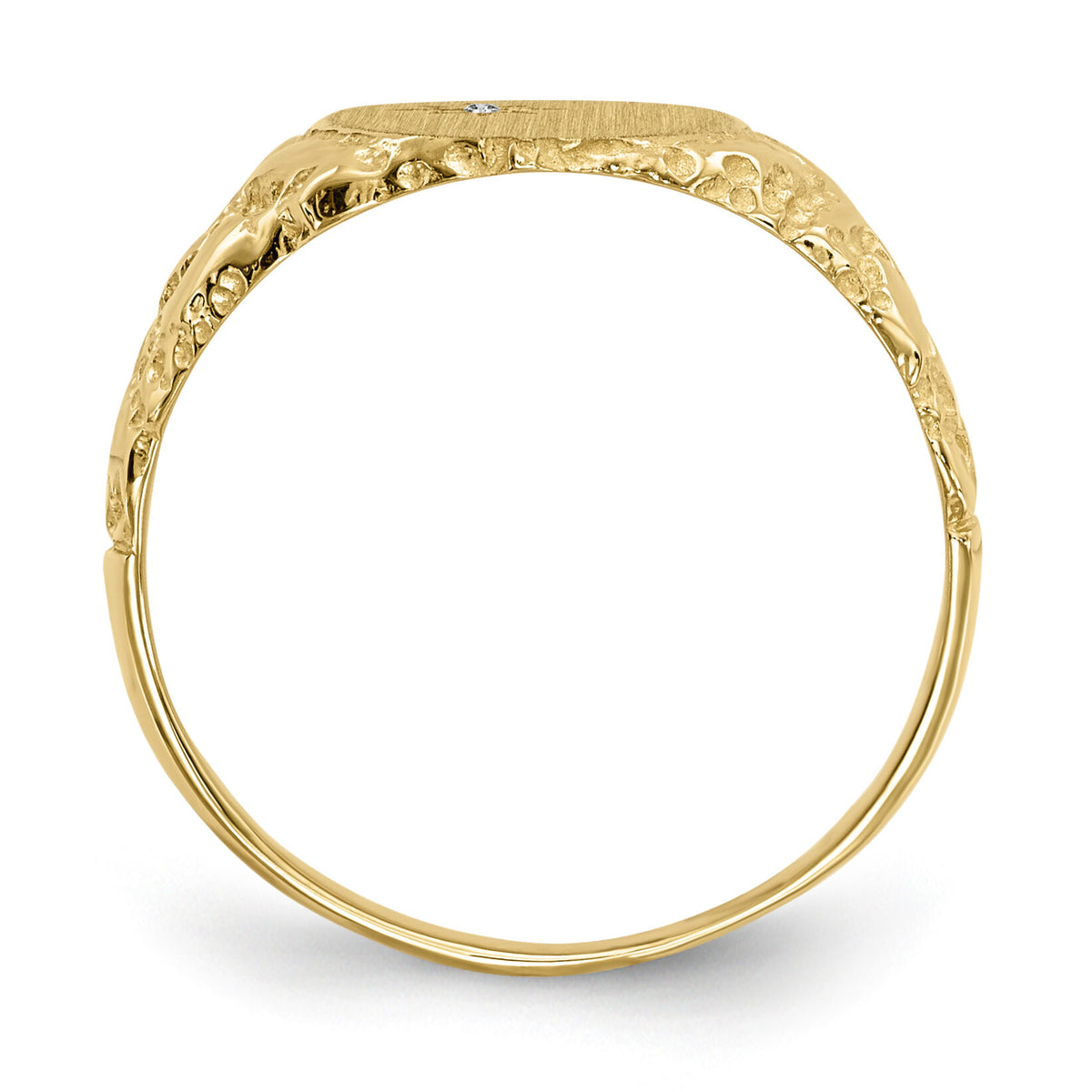 14k 9.0x11.0mm Closed Back AA Diamond Signet Ring-RS166AA