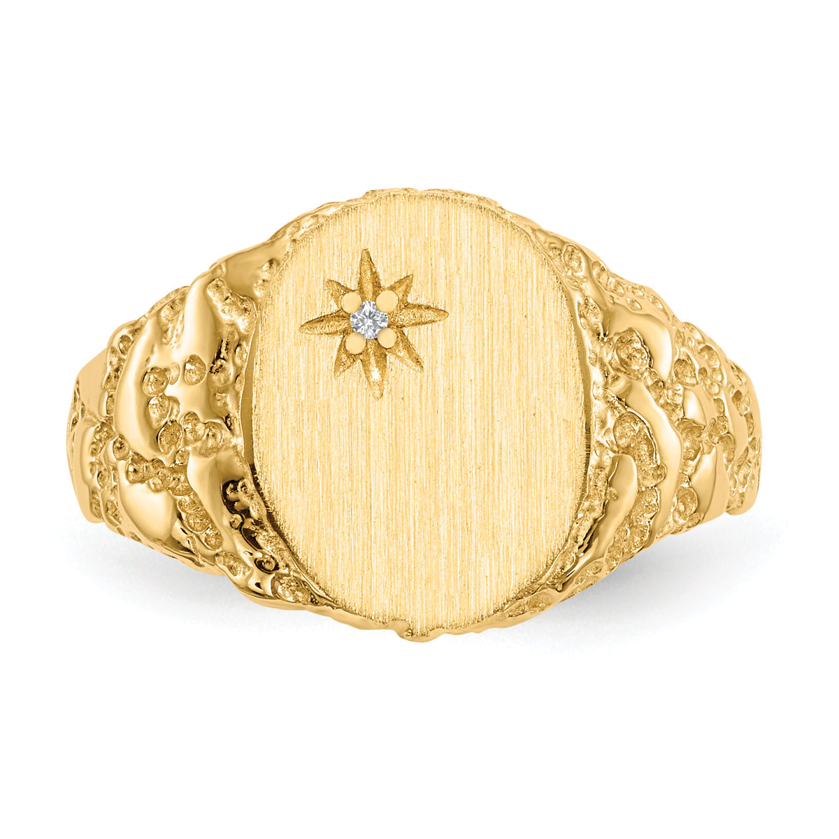 14k 9.0x11.0mm Closed Back AA Diamond Signet Ring-RS166AA