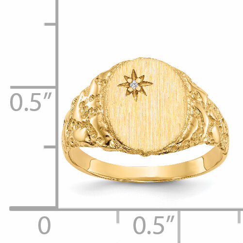 14k 9.0x11.0mm Closed Back AA Diamond Signet Ring-RS166AA