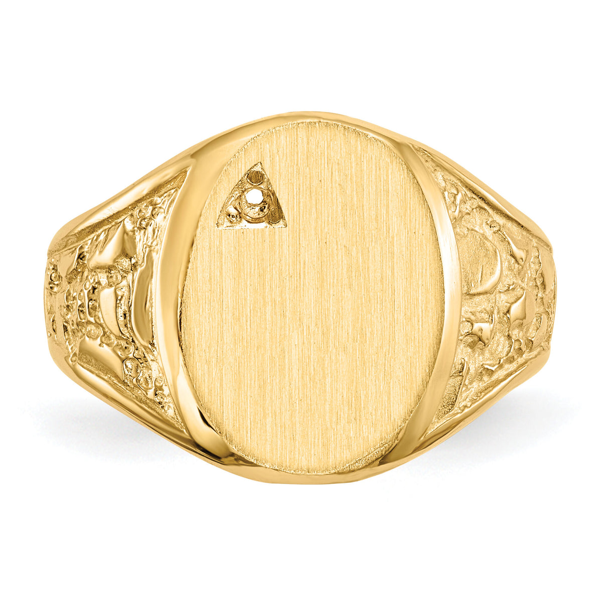 14k 11.0x15.0mm Open Back Diamond Mens Signet Ring Mounting-RS172