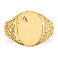 14k 11.0x15.0mm Open Back Diamond Mens Signet Ring Mounting-RS172