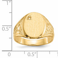 14k 11.0x15.0mm Open Back Diamond Mens Signet Ring Mounting-RS172