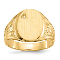 14k 11.0x15.0mm Open Back Diamond Mens Signet Ring Mounting-RS172