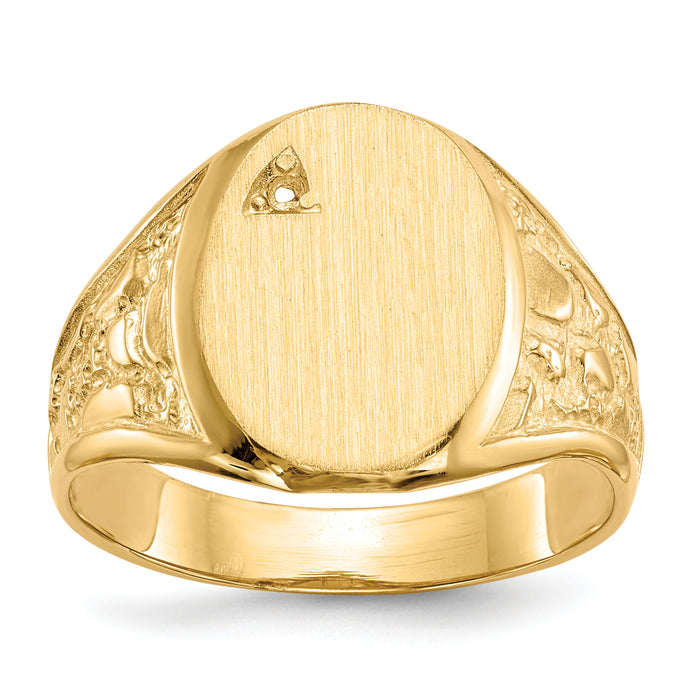 14k 11.0x15.0mm Open Back Diamond Mens Signet Ring Mounting-RS172
