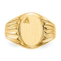 14k 10.0x13.5mm Open Back Diamond Mens Signet Ring Mounting-RS178