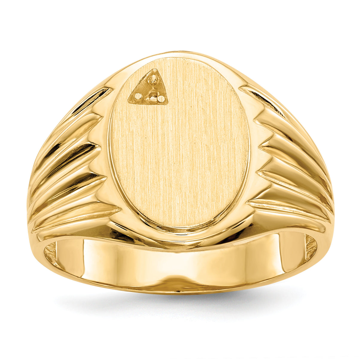 14k 10.0x13.5mm Open Back Diamond Mens Signet Ring Mounting-RS178